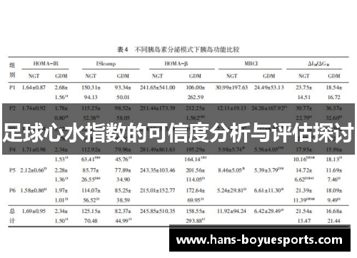 足球心水指数的可信度分析与评估探讨