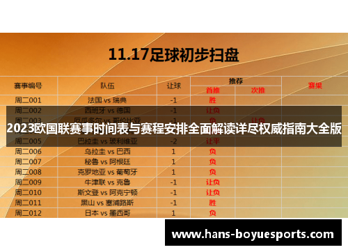 2023欧国联赛事时间表与赛程安排全面解读详尽权威指南大全版